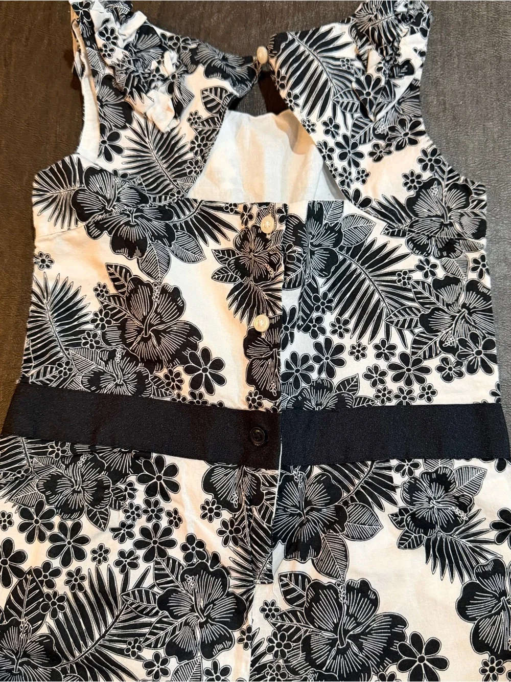 Janie and Jack Girls Black & White Floral Wide-Leg Jumpsuit Sz 6